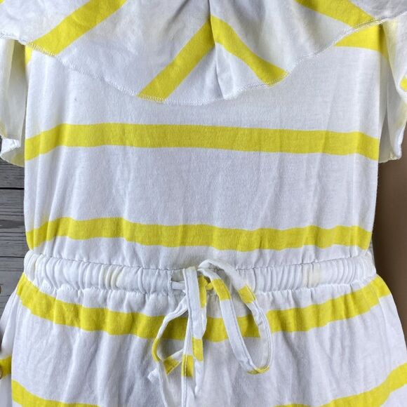 Aéropostale Sundress Juniors Medium Yellow White Blue Striped Ruffled Racerback - Picture 7 of 12